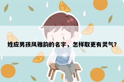 姓应男孩风雅韵的名字，怎样取更有灵气？