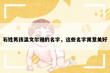 石姓男孩温文尔雅的名字，这些名字寓意美好