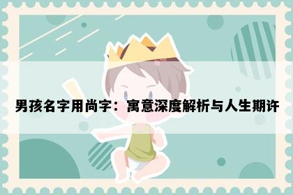 男孩名字用尚字：寓意深度解析与人生期许