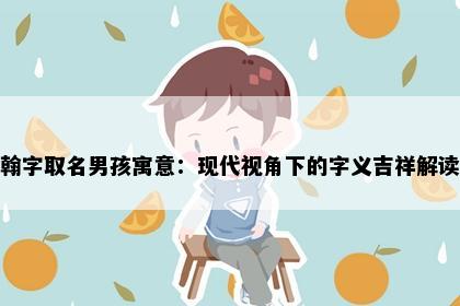翰字取名男孩寓意：现代视角下的字义吉祥解读